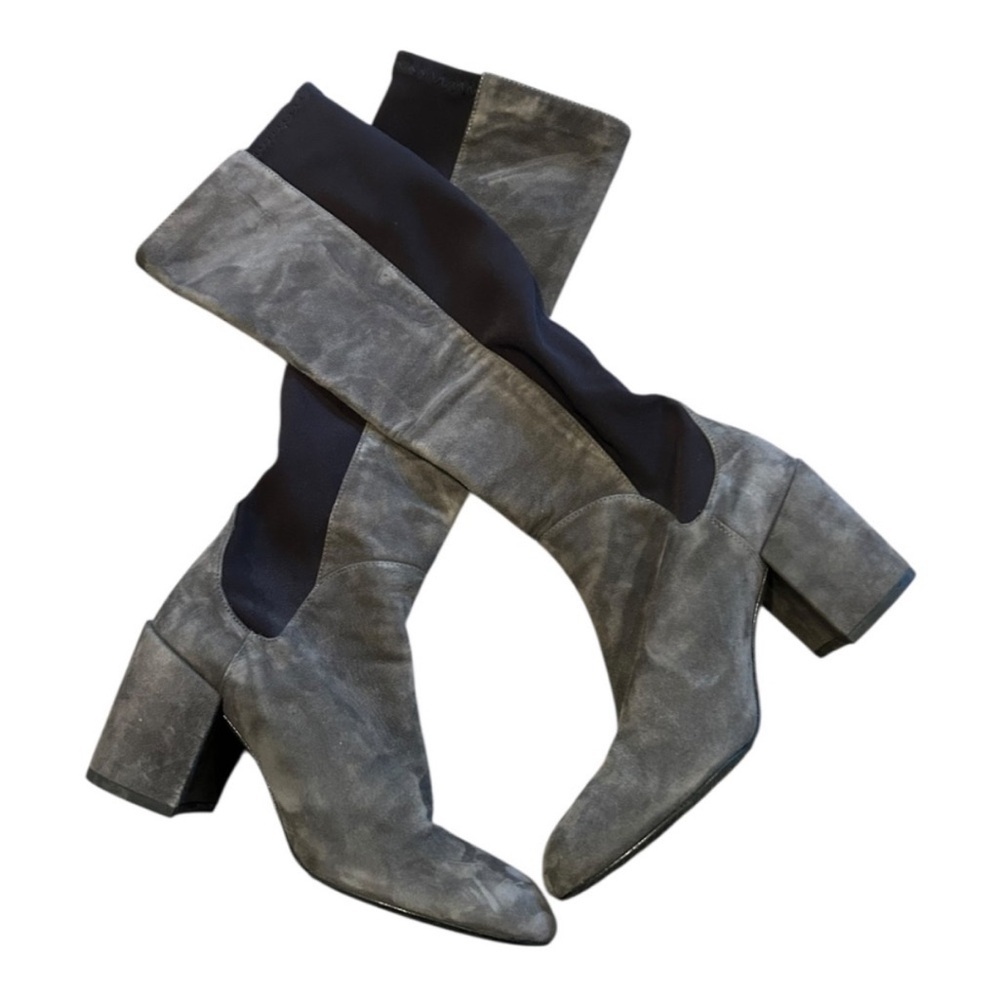 Stuart Weitzman Charcoal Heeled Boots - Picture 2 of 2